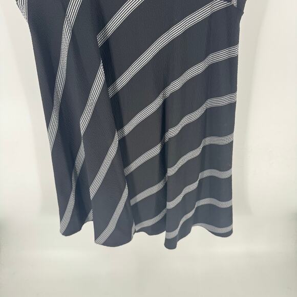 Calvin Klein Black & White Striped Fit and Flare Dress Short Sleeve Size 14 - Picture 8 of 11